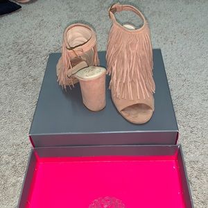 Fun fringed block heels.